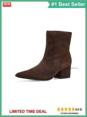 Ally Mid Block Bootie Pointed Toe Suede Ankle Boot